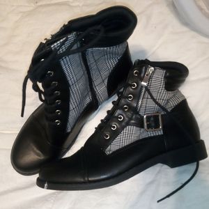 Ladies black and white boots